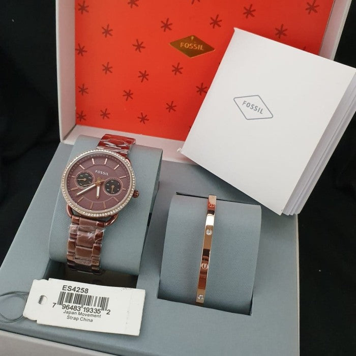 Fossil Tailor Analog Brown Dial Brown Steel Strap Watch for Women - ES4258 Buy Now By Fossil