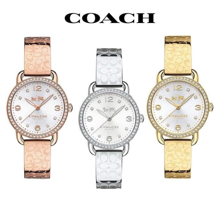 Coach Delancey Silver Dial Rose Gold Steel Strap Watch for Women - 14502355 Buy Now By Coach
