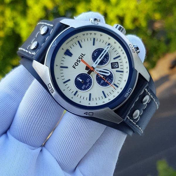Fossil Coachman Chronograph White Dial Blue Leather Strap Watch for Men - CH3051 Buy Now By Fossil