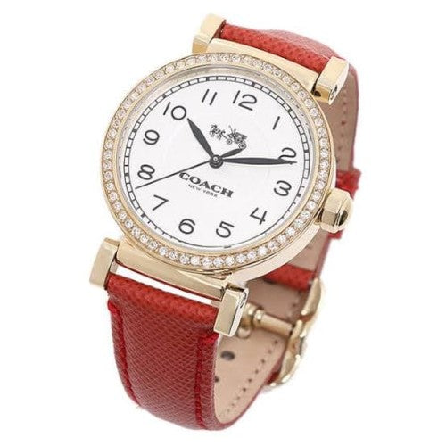 Coach Madison White Dial Red Leather Strap Watch for Women - 14502400 Buy Now By Coach