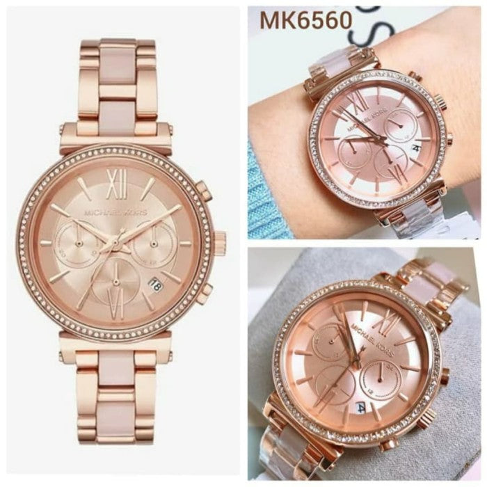 Michael Kors Sofie Chronograph Rose Gold Dial Rose Gold Steel Strap Watch For Women - MK6560 Buy Now By Michael Kors