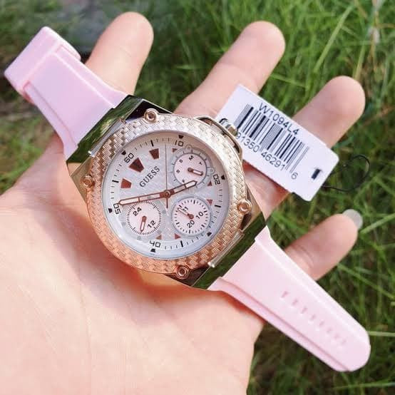 Guess Zena Quartz White Dial Pink Rubber Strap Watch For Women - W1094L4 Buy Now By Guess