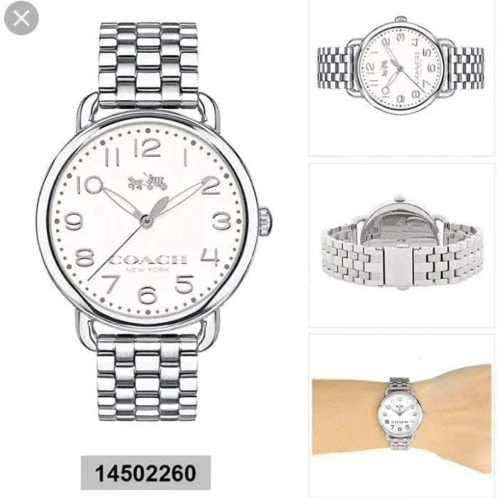 Coach Delancey Classic White Dial Silver Steel Strap Watch for Women - 14502260 Buy Now By Coach