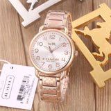 Coach Delancey White Dial Rose Gold Steel Strap Watch for Women - 14502497 Buy Now By Coach