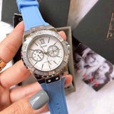 Guess Limelight Crystals White Dial Blue Rubber Strap Watch for Women - W1053L5 Buy Now By Guess