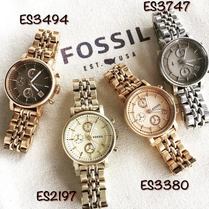 Fossil Boyfriend Chronograph Brown Dial Rose Gold Steel Strap Watch for Women - ES3494 Buy Now By Fossil