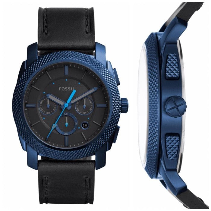 Fossil Machine Chronograph Black Dial Black Leather Strap Watch for Men - FS5361 Buy Now By Fossil