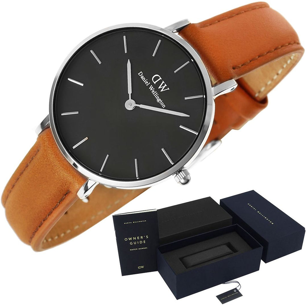 Daniel Wellington Petite Sterling Black Dial Brown Leather Strap Watch For Women - DW00100178 Buy Now By Daniel Wellington
