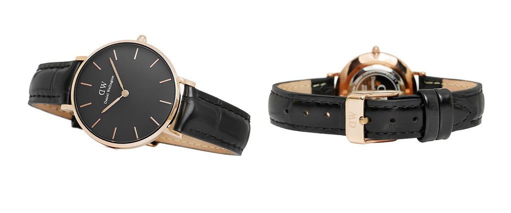 Daniel Wellington Classic Petite Reading Black Dial Black Leather Strap Watch For Women - DW00100167