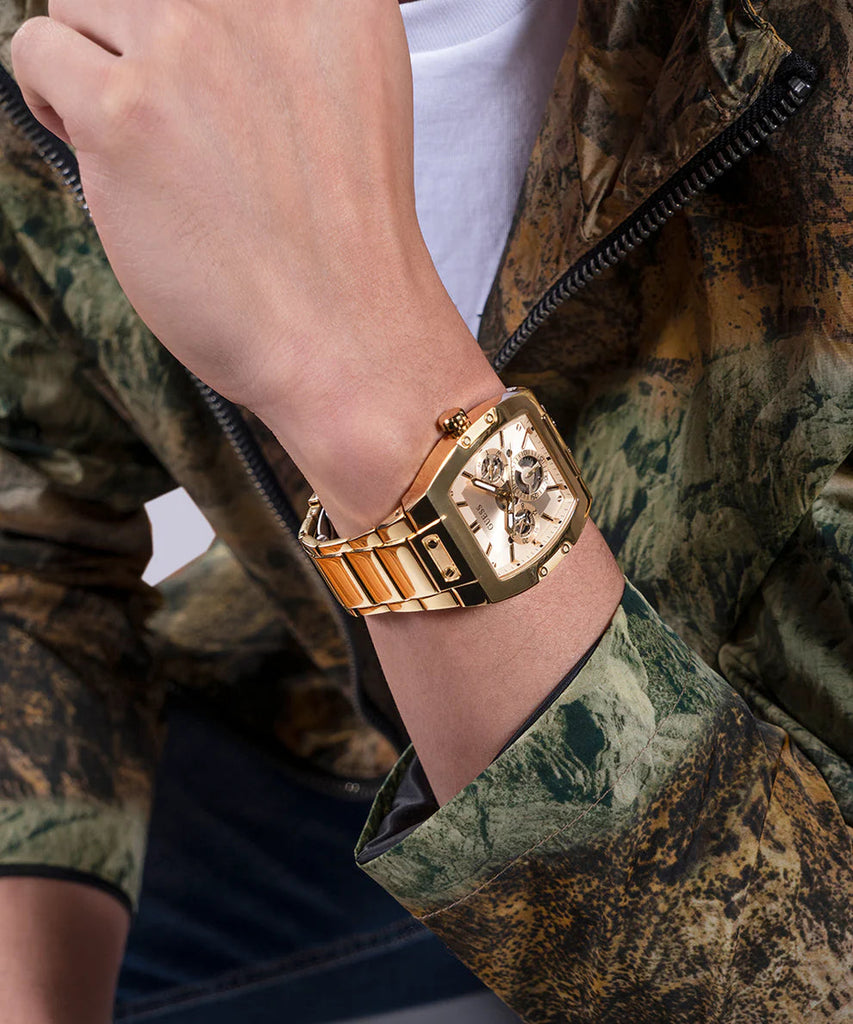 Guess Phoenix Multi Function Gold Dial Gold Steel Strap Watch for Men - GW0456G2 Buy Now By Guess