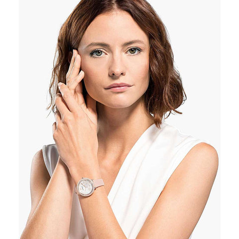 Swarovski Crystal Frost White Dial Pink Leather Strap Watch for Women - 5519223 Buy Now By Swarovski