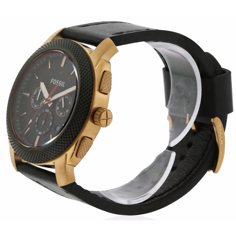 Fossil Machine Chronograph Black Dial Black Leather Strap Watch for Men - FS5120 Buy Now By Fossil