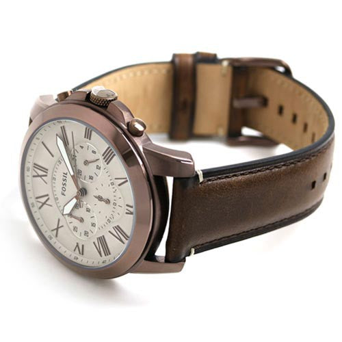 Fossil Grant Chronograph White Dial Brown Leather Strap Watch for Men - FS5344 Buy Now By Fossil