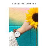 Daniel Wellington Dapper Bristol White Dial Brown Leather Strap Watch For Women - DW00100098 Buy Now By Daniel Wellington