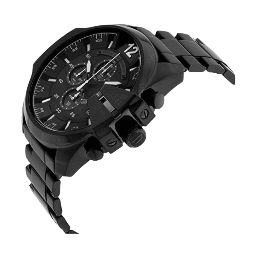 Diesel Mega Chief Chronograph Black Dial Black Steel Strap Watch For Men - DZ4283 Buy Now By Diesel
