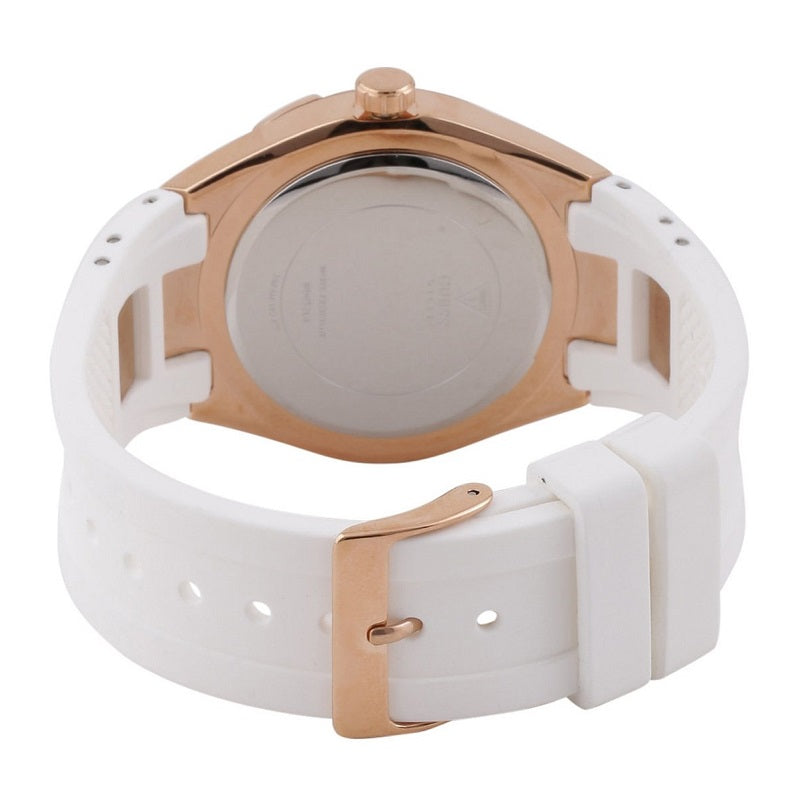 Guess Luna Diamonds White Dial White Rubber Strap Watch for Women - W0653L3 Buy Now By Guess