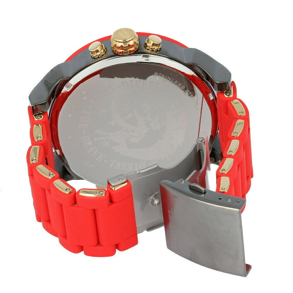 Diesel Mr Daddy 2.0 Chronograph Grey Dial Red Rubber Strap Watch For Men - DZ7430 Buy Now By Diesel
