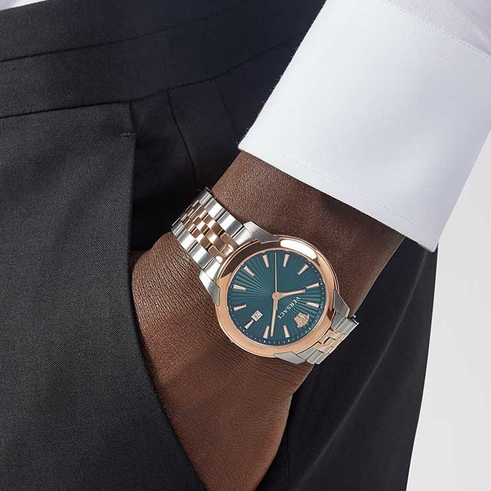 Versace V-Urban Green Dial Two Tone Steel Strap Watch for Men - VELQ00619 Buy Now By Versace