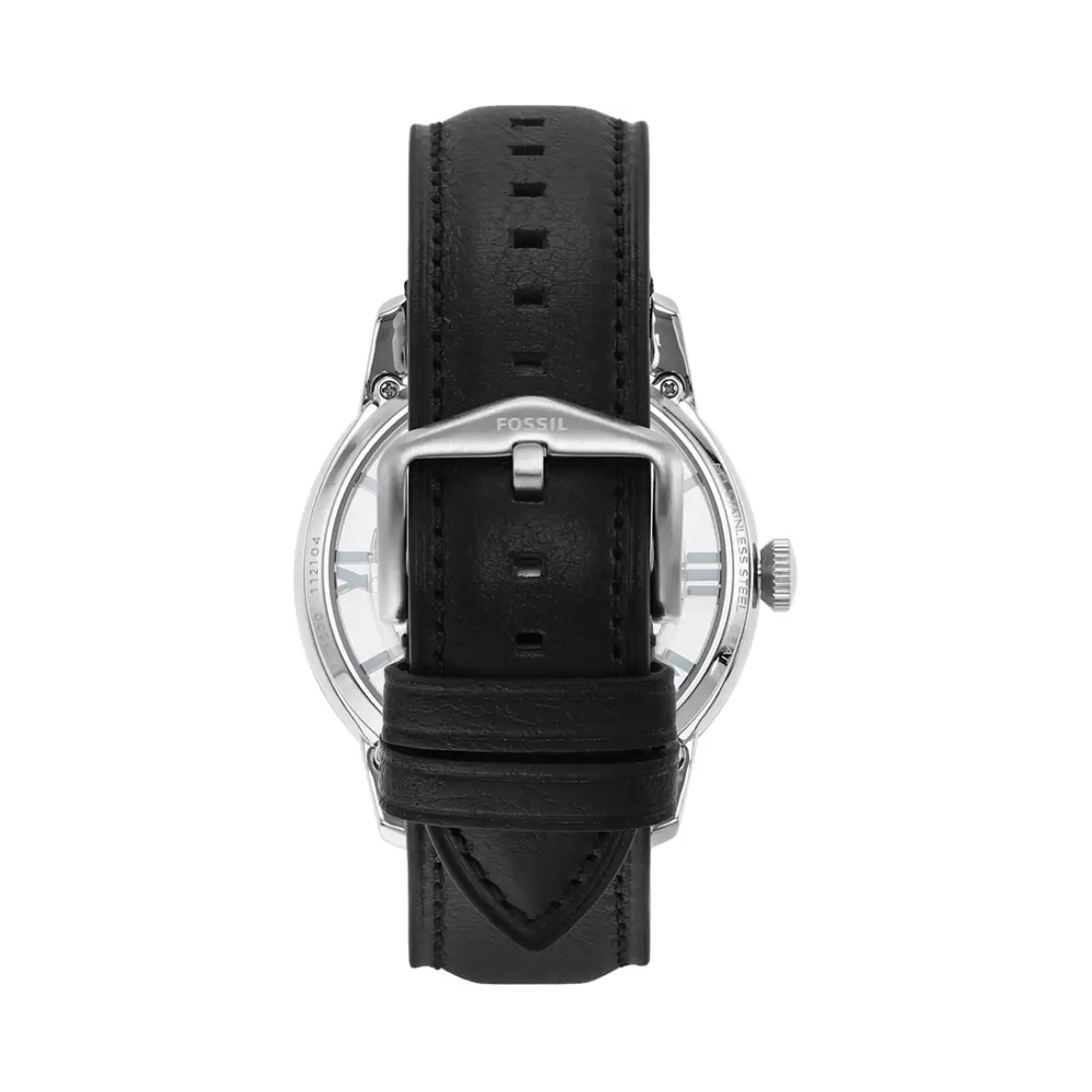 Fossil Townsman Automatic Skeleton Blue Dial Black Leather Strap Watch for Men - ME3200 Buy Now By Fossil