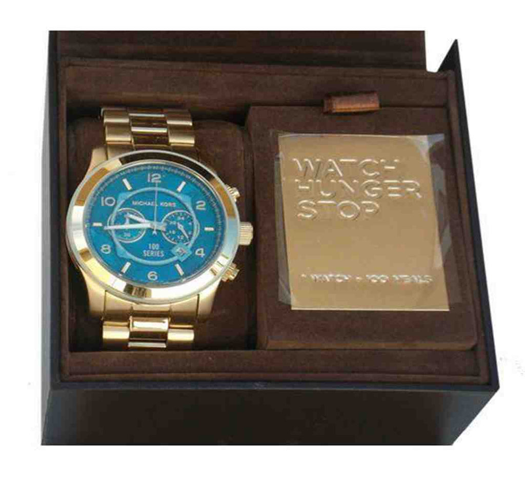 Michael Kors Runway Stop Hunger Blue Dial Gold Steel Strap Watch for Men - MK8315 Buy Now By Michael Kors