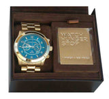 Michael Kors Runway Stop Hunger Blue Dial Gold Steel Strap Watch for Men - MK8315 Buy Now By Michael Kors