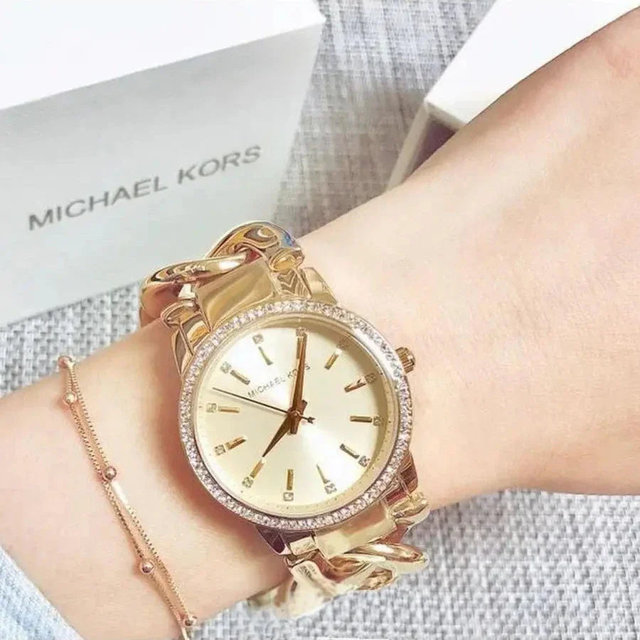 Michael Kors Nini Three Hand Gold Dial Gold Steel Strap Watch For Women - MK3235 Buy Now By Michael Kors