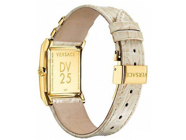 Versace DV-25 Gold Dial Off White Leather Strap Watch for Women - VQF030015 Buy Now By Versace