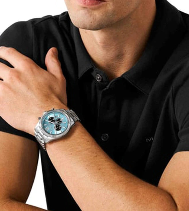 Michael Kors Lexington Chronograph Blue Dial Silver Steel Strap Watch for Men - MK9165 Buy Now By Michael Kors