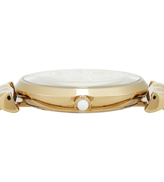 Emporio Armani Gianni T Bar Analog Crystals Gold Dial Gold Steel Strap Watch For Women - AR11608 Buy Now By Emporio Armani