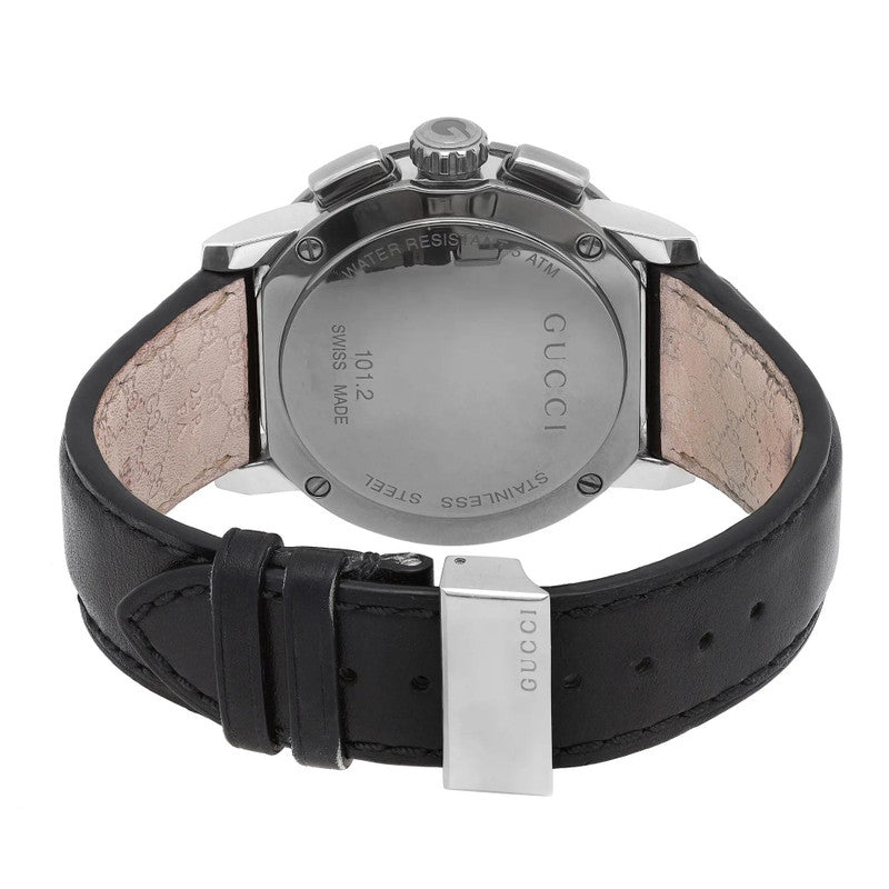 Gucci G Chrono Black Dial Black Leather Strap Watch For Men - YA101205 Buy Now By Gucci