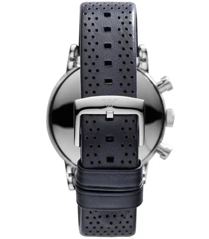 Emporio Armani Luigi Chronograph Blue Dial Black Leather Strap Watch For Men - AR1736 Buy Now By Emporio Armani