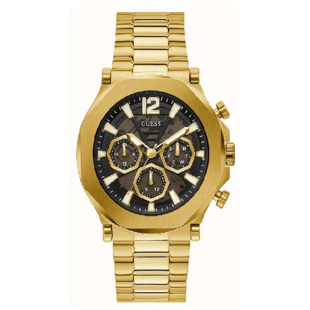 Guess Edge Chronograph Black Dial Gold Steel Strap Watch For Men - GW0539G2 Buy Now By Guess