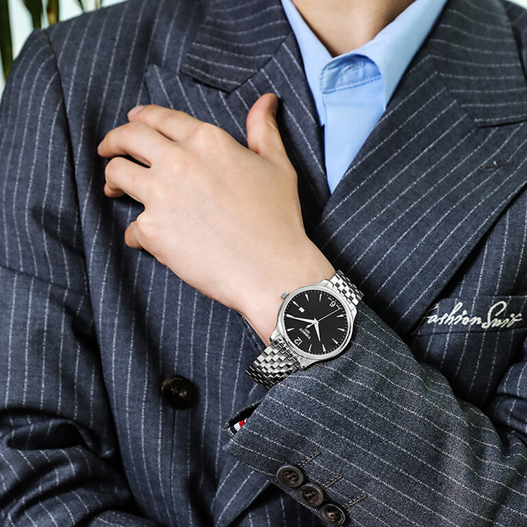 Tissot T Classic Tradition Black Dial Silver Steel Strap Watch For Men - T063.610.11.057.00 Buy Now By Tissot