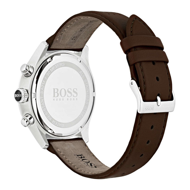 Hugo Boss Grand Prix Grey Dial Brown Leather Strap Watch for Men - 1513476 Buy Now By Hugo Boss
