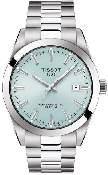 Tissot Gentleman Powermatic 80 Silicium Ice Blue Silver Steel Strap Watch For Men - T127.407.11.351.00 Buy Now By Tissot