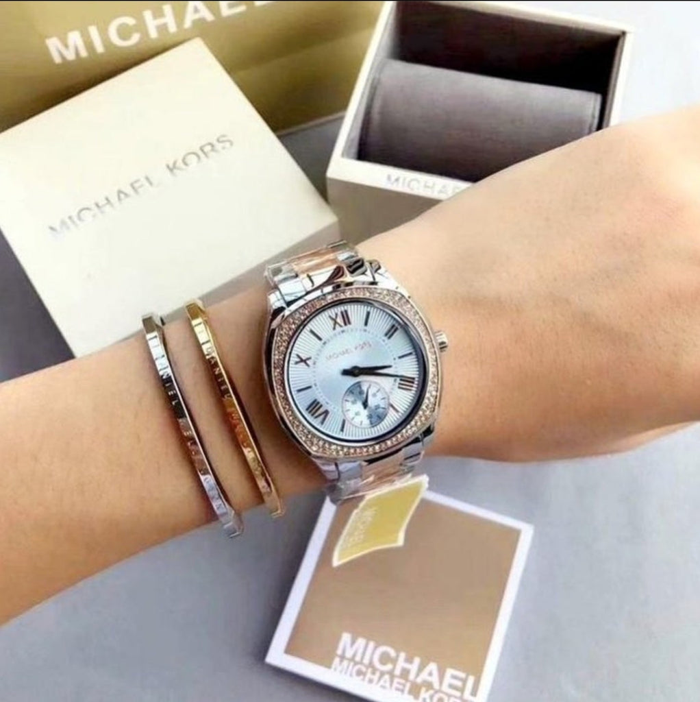 Michael Kors Bryn Quartz Blue Dial Two Tone Steel Strap Watch For Women - MK6136 Buy Now By Michael Kors
