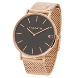 Coach Charles Black Dial Rose Gold Mesh Bracelet Watch for Men - 14602552 Buy Now By Coach