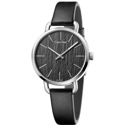Calvin Klein Even Black Dial Black Leather Strap Watch for Women - K7B231C1 Buy Now By Calvin Klein