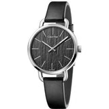 Calvin Klein Even Black Dial Black Leather Strap Watch for Women - K7B231C1 Buy Now By Calvin Klein
