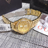 Guess Dazzling Diamonds Gold Dial Gold Steel Strap Watch for Women - W85110L1 Buy Now By Guess