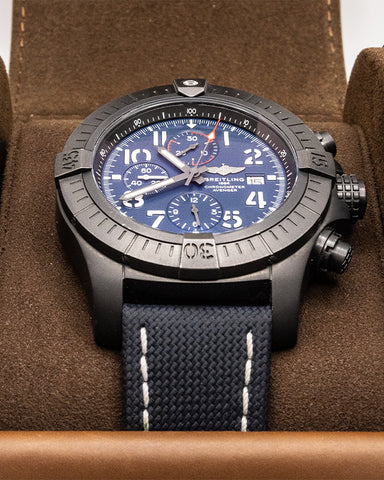 Breitling Super Avenger Chronograph 48 Night Mission Blue Dial Blue Leather Strap Watch for Men - V13375101C1X2 Buy Now By Breitling