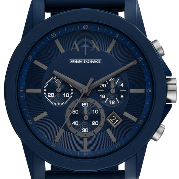 Armani Exchange Outerbanks Chronograph Blue Dial Blue Silicone Strap Watch For Men - AX7128 Buy Now By Armani Exchange