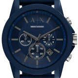 Armani Exchange Outerbanks Chronograph Blue Dial Blue Silicone Strap Watch For Men - AX7128 Buy Now By Armani Exchange