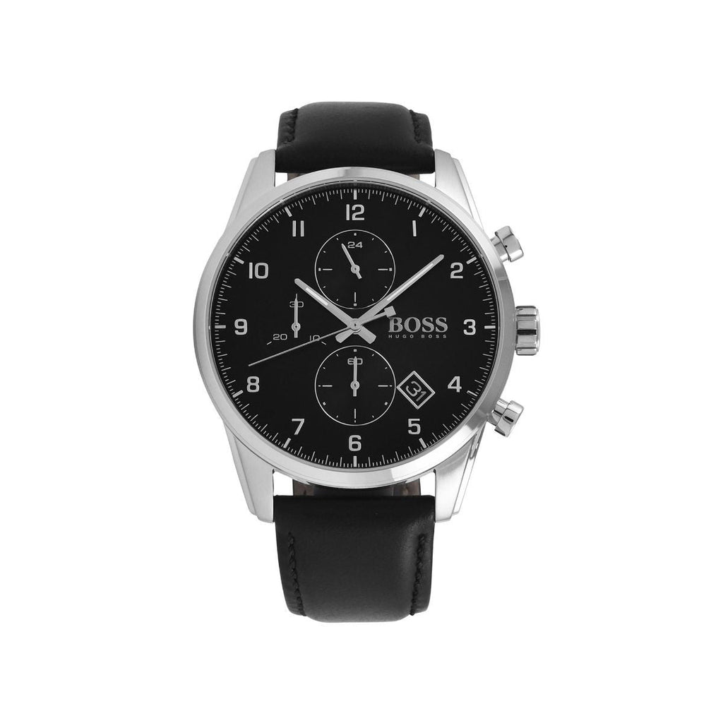 Hugo Boss Skymaster Black Dial Black Leather Strap Watch for Men - 1513782 Buy Now By Hugo Boss