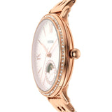 Fossil Jacqueline Analog Moonphase Mother of Pearl White Dial Rose Gold Steel Strap Watch for Women - ES5165 Buy Now By Fossil