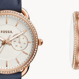 Fossil Tailor White Dial Blue Leather Strap Watch for Women - ES4394 Buy Now By Fossil