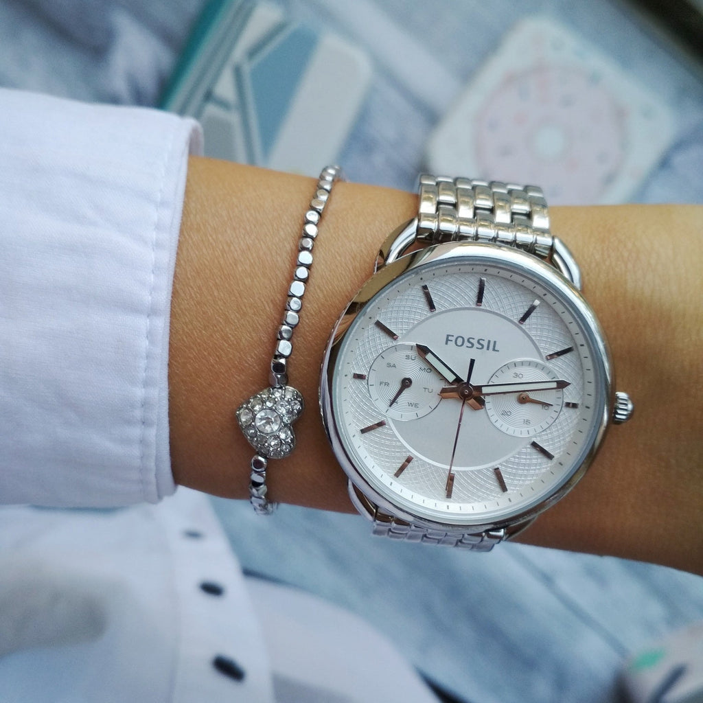 Fossil Tailor Silver Dial Silver Steel Strap Watch for Women - ES3712 Buy Now By Fossil
