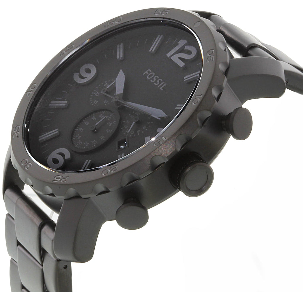 Fossil Nate Chronograph Black Dial Black Steel Strap Watch for Men - JR1401 Buy Now By Fossil