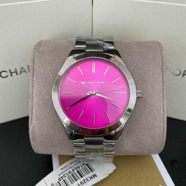 Michael Kors Slim Runway Quartz Pink Dial Silver Steel Strap Watch For Women - MK3291 Buy Now By Michael Kors
