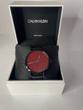 Calvin Klein Even Maroon Dial Black Leather Strap Watch for Men - K7B214CP Buy Now By Calvin Klein